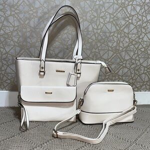 Elegant Women's Cream Tote and Bag Set 3 pieces